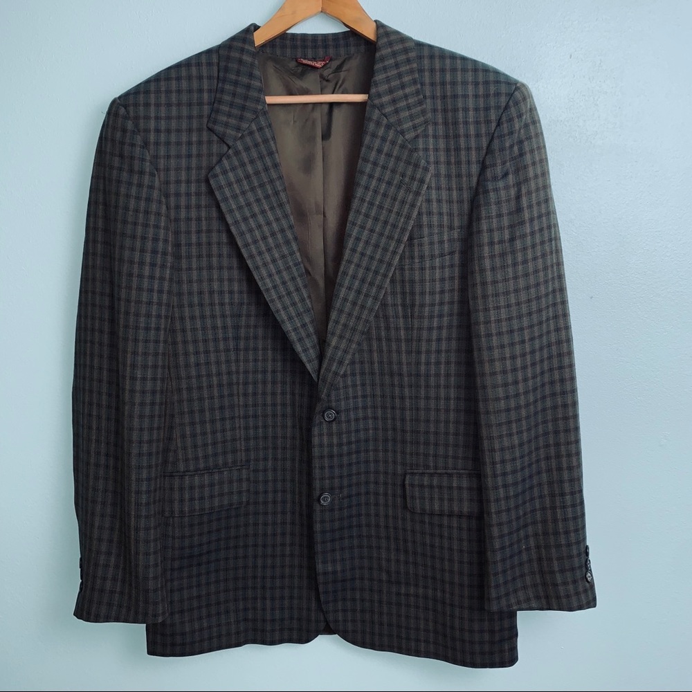 Mark Shale Green/Brown Tartan Sports Coat 42R